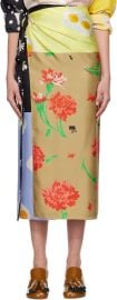 Multicolor All Over Daisy Print Midi Skirt at ssense
